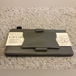 ROLFS LEATHER VINTAGE NWT 1986 CAR CADDY VISOR RECEIPTS PEN ETC